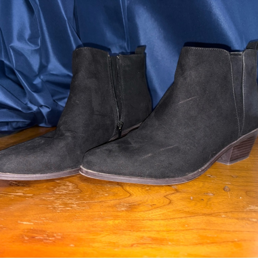 JustFab Black Suede Ankle Boots
